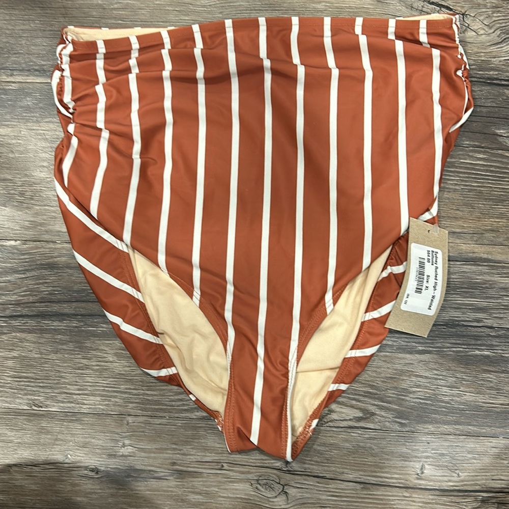 XL Terra Cotta High Waisted Swim Bottoms